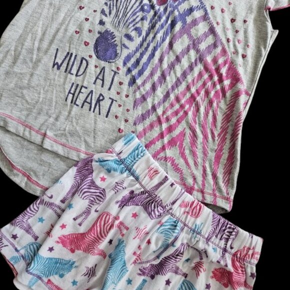 * ST. EVE Gray Zebra Print Shortie Pajamas Girls Size 7-8 WILD AT HEART - Picture 3 of 4